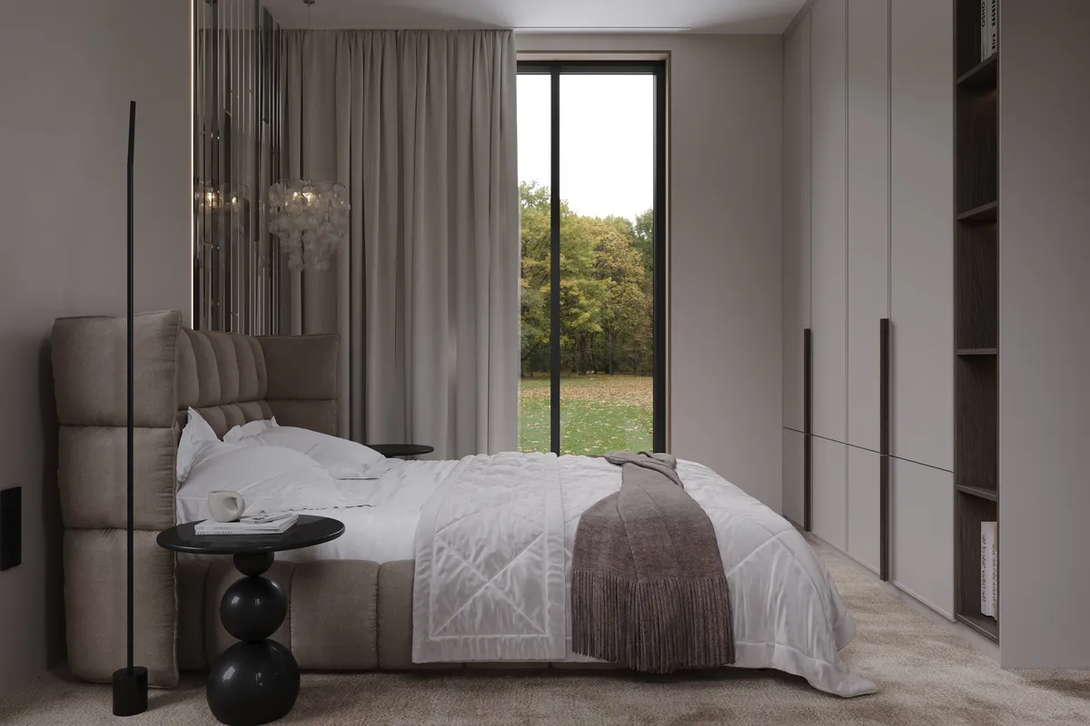 Bedroom in the Boutique House interior, 3D visualisation