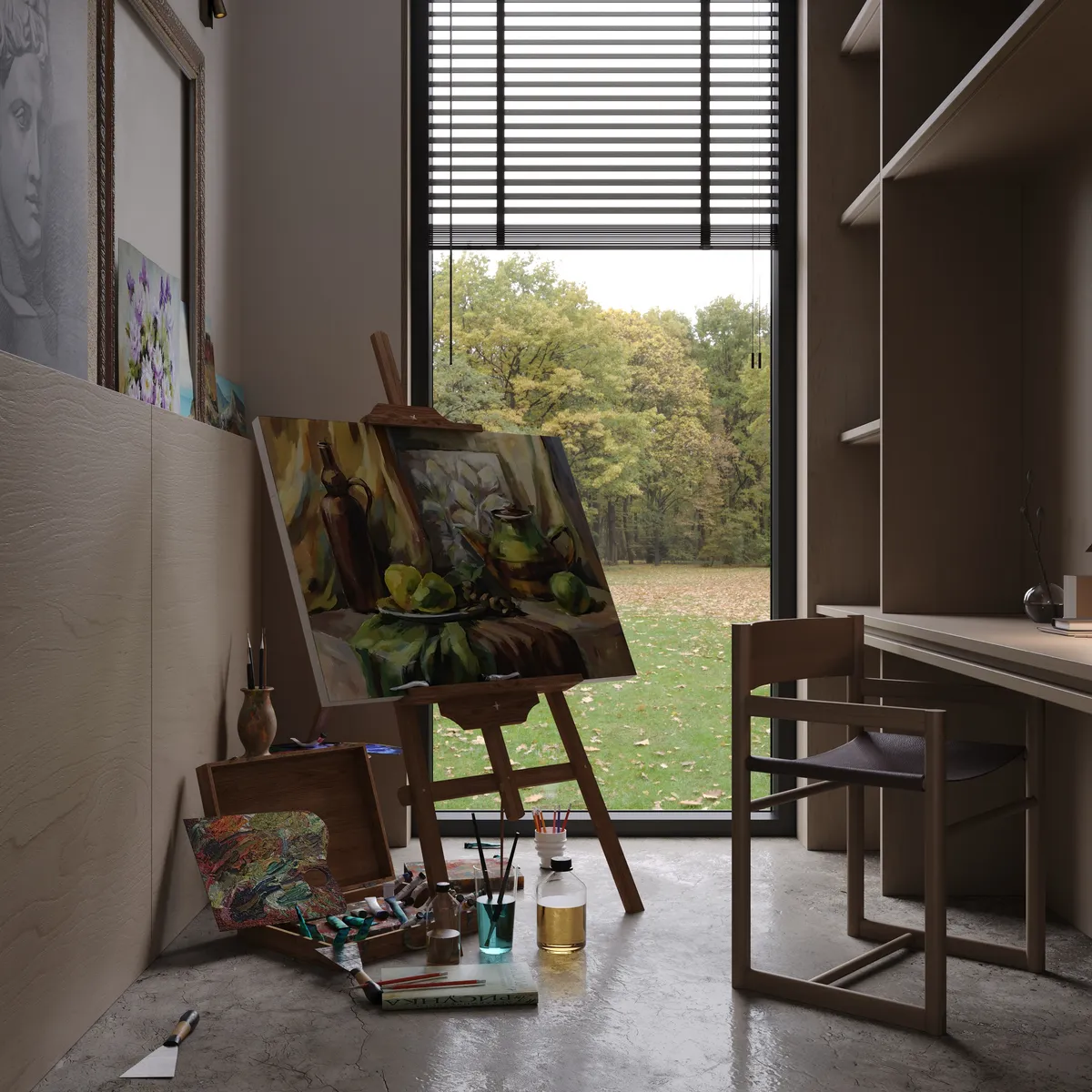 Art room in the Boutique House interior, 3D visualisation