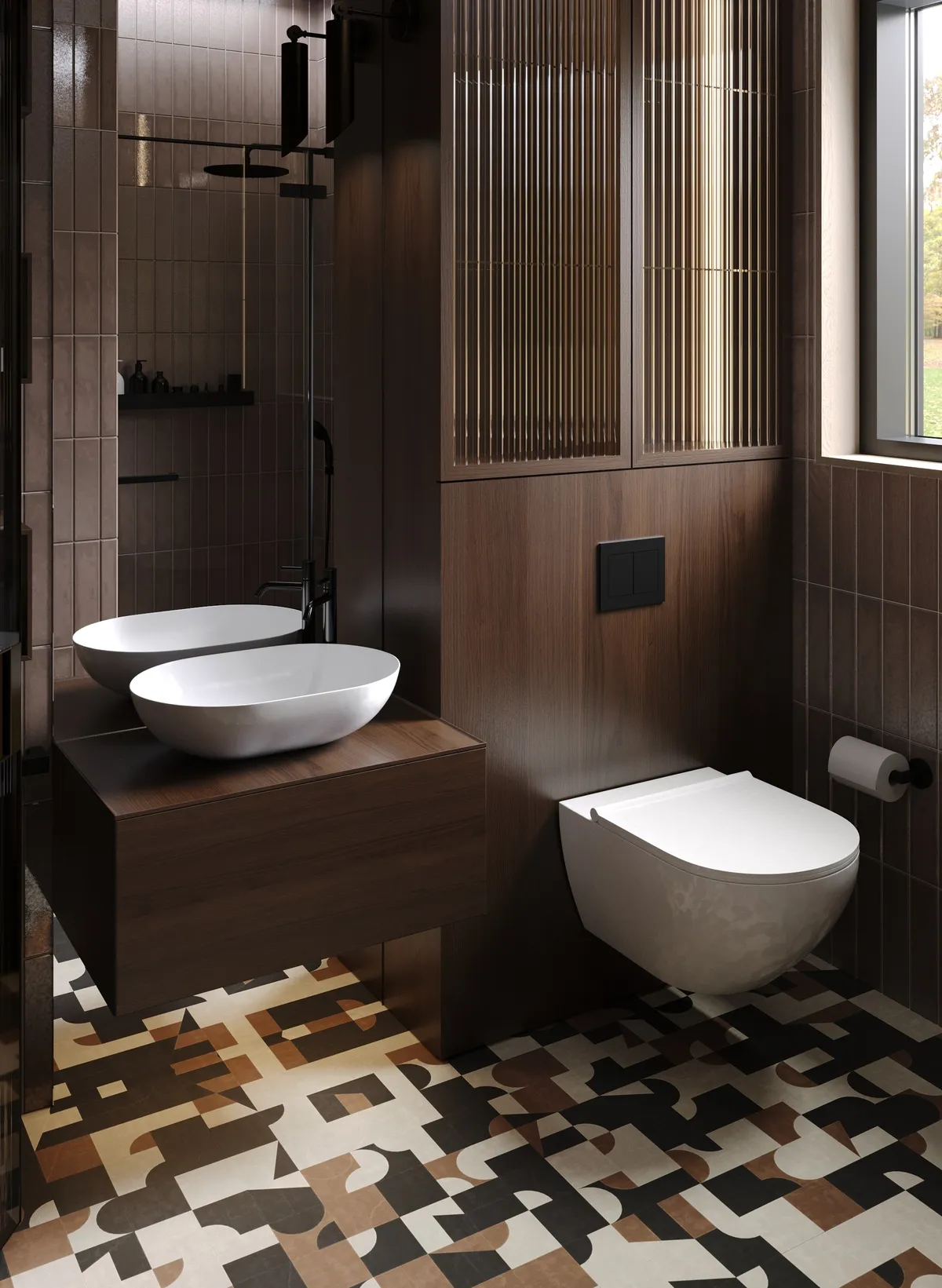 Bathroom in the Boutique House interior, 3D visualisation