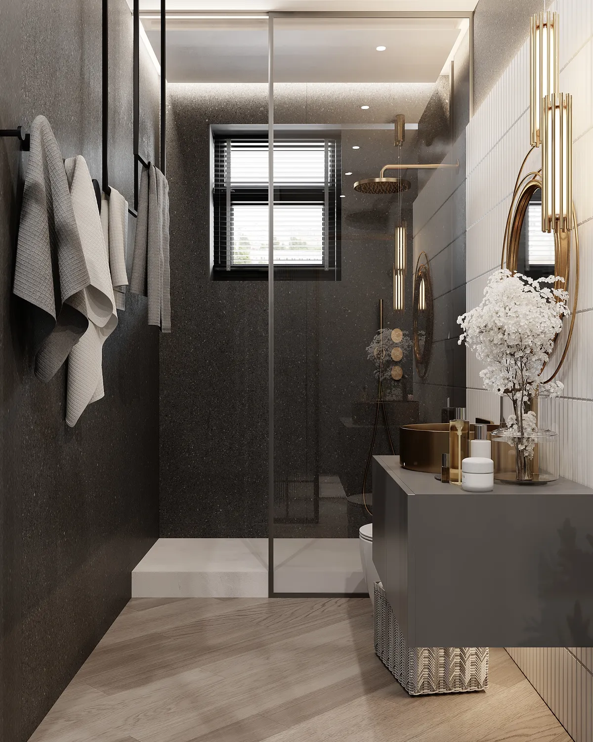 Brass & Shadow interior, 3D visualisation