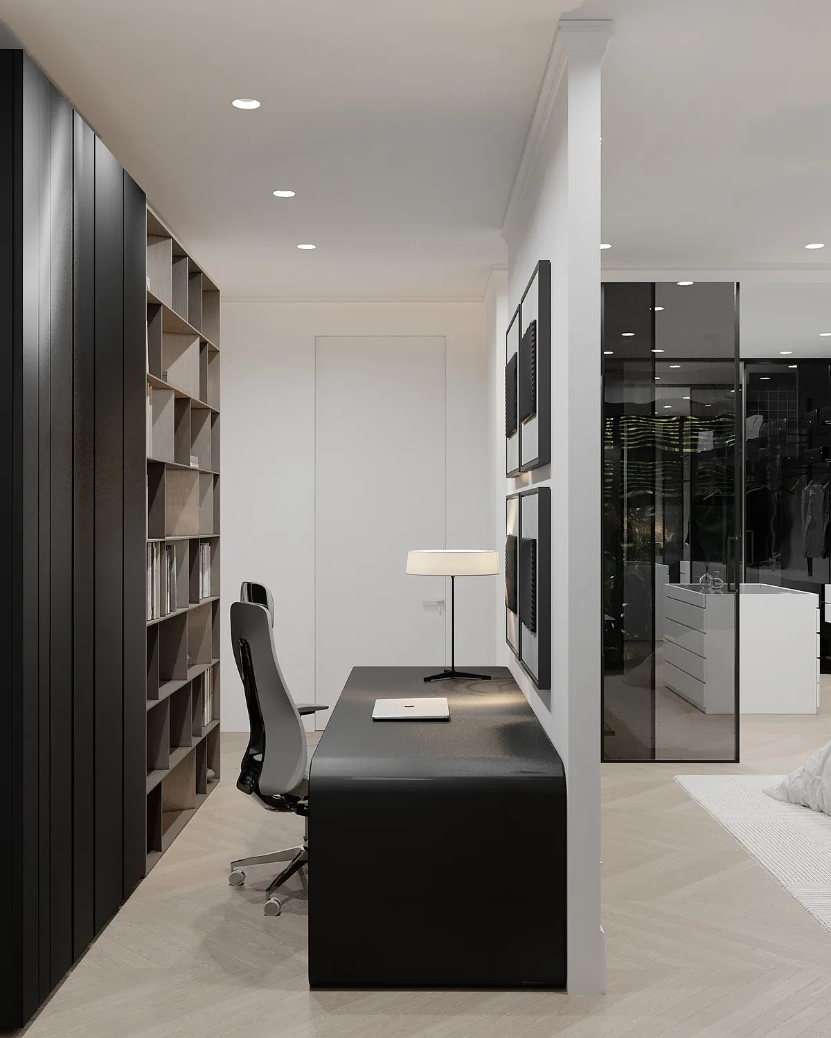 Master bedroom in the Ivory Muse interior, 3D visualisation