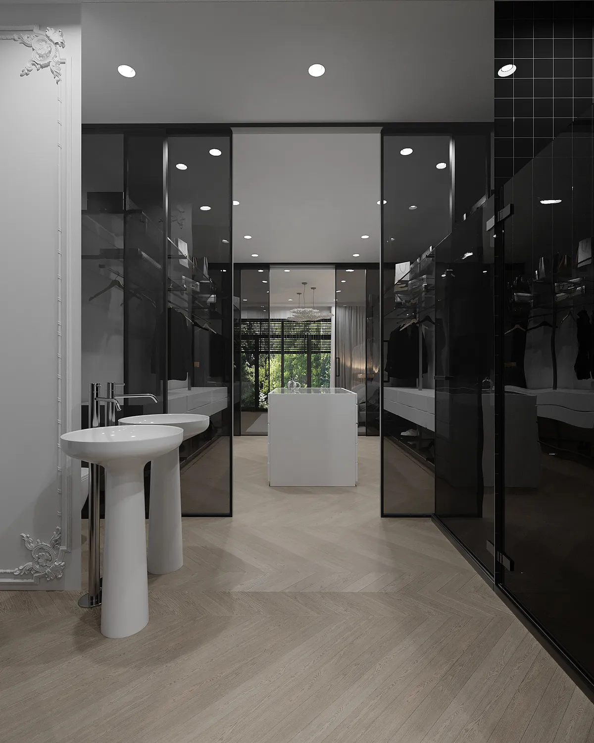 Master bedroom in the Ivory Muse interior, 3D visualisation