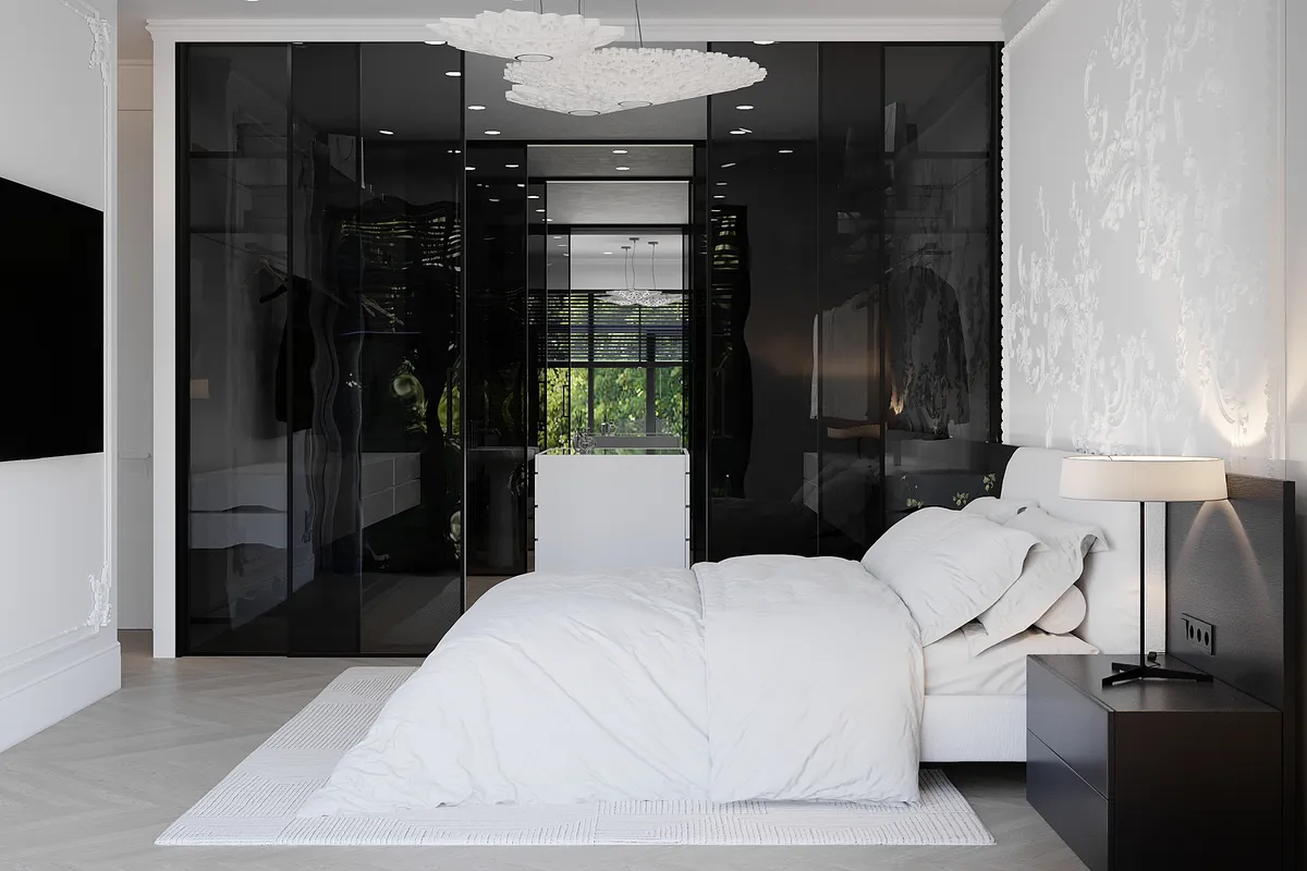 Master bedroom in the Ivory Muse interior, 3D visualisation