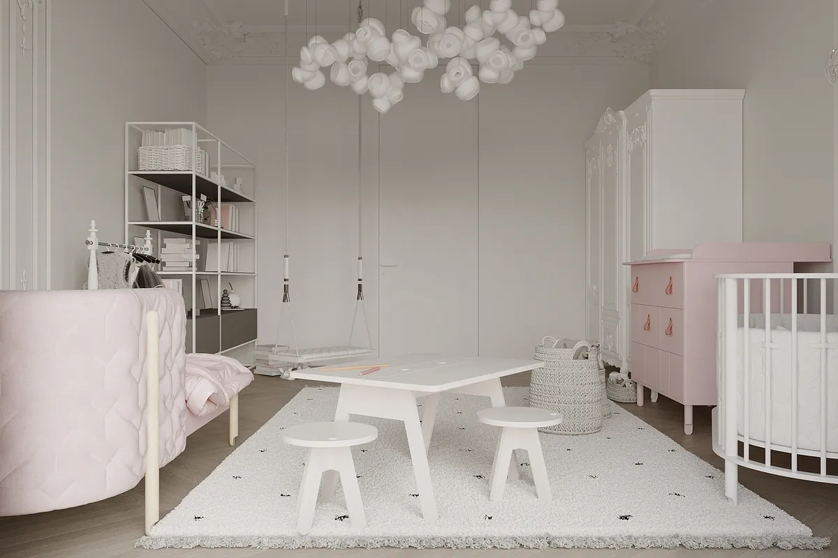 Nursery in the Ivory Muse interior, 3D visualisation