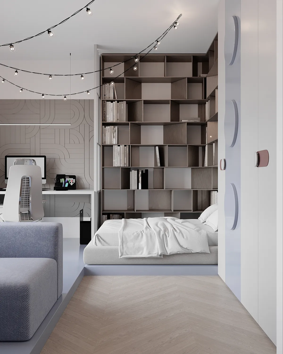 Teenager's room in the Ivory Muse interior, 3D visualisation