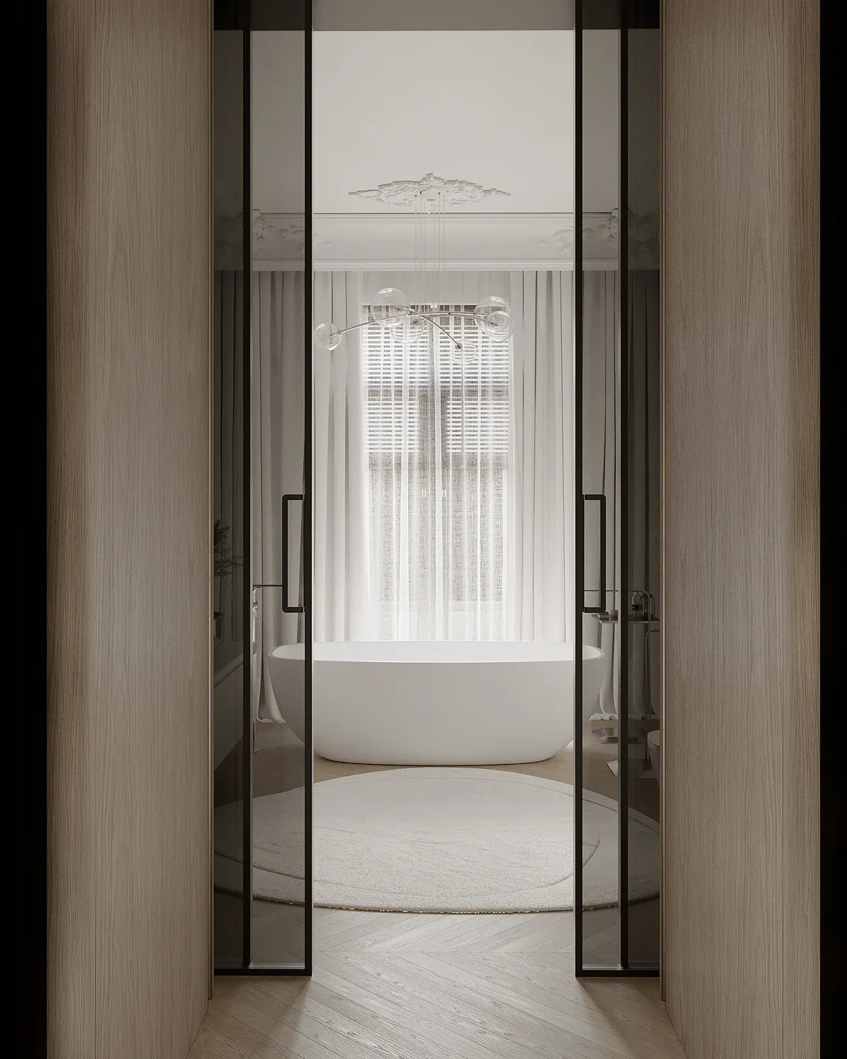 Bathroom in the Ivory Muse interior, 3D visualisation