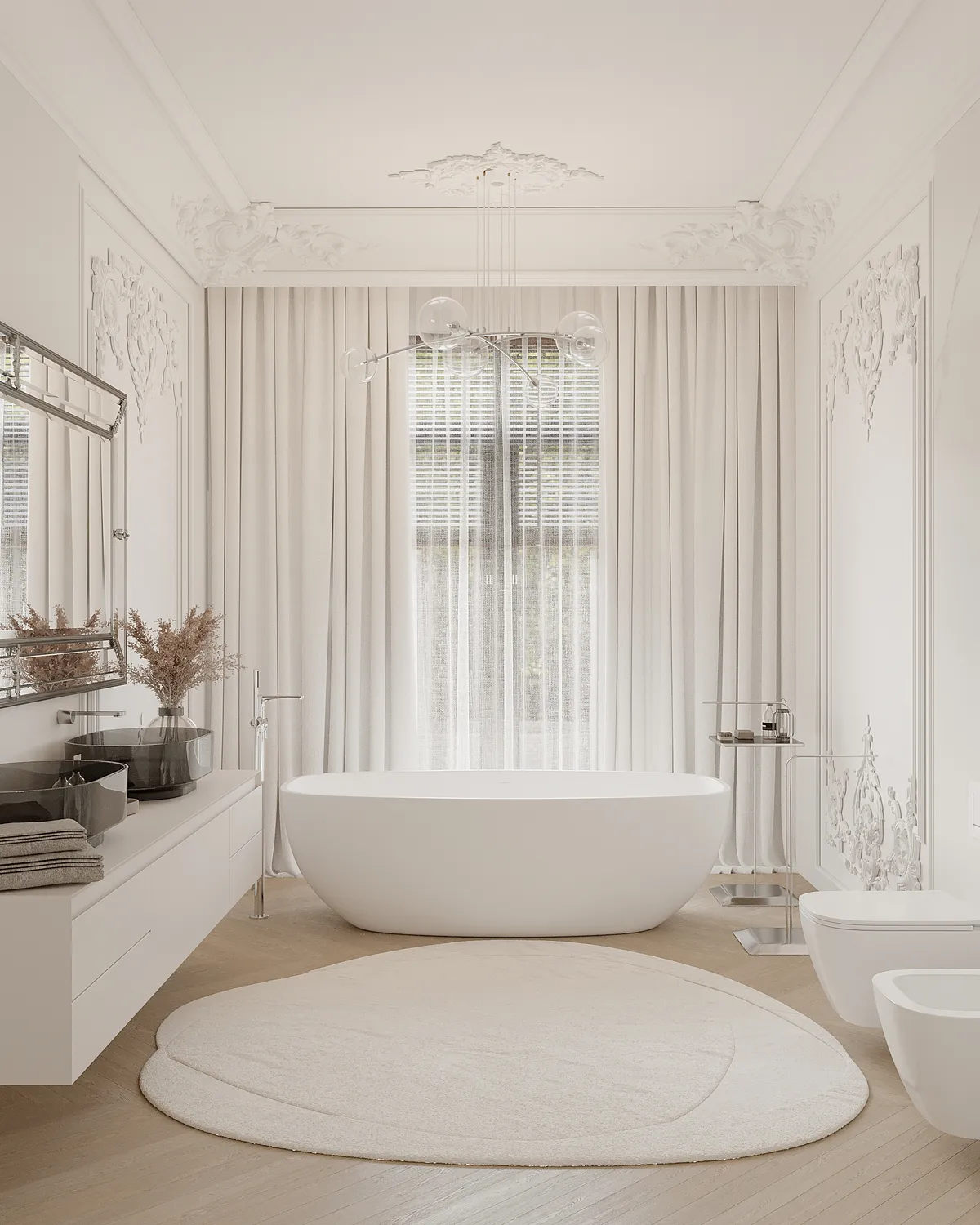Bathroom in the Ivory Muse interior, 3D visualisation