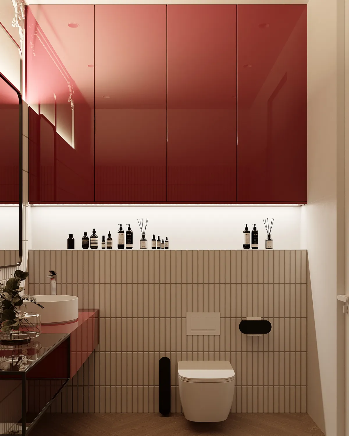 Guest bathroom in the Ivory Muse interior, 3D visualisation