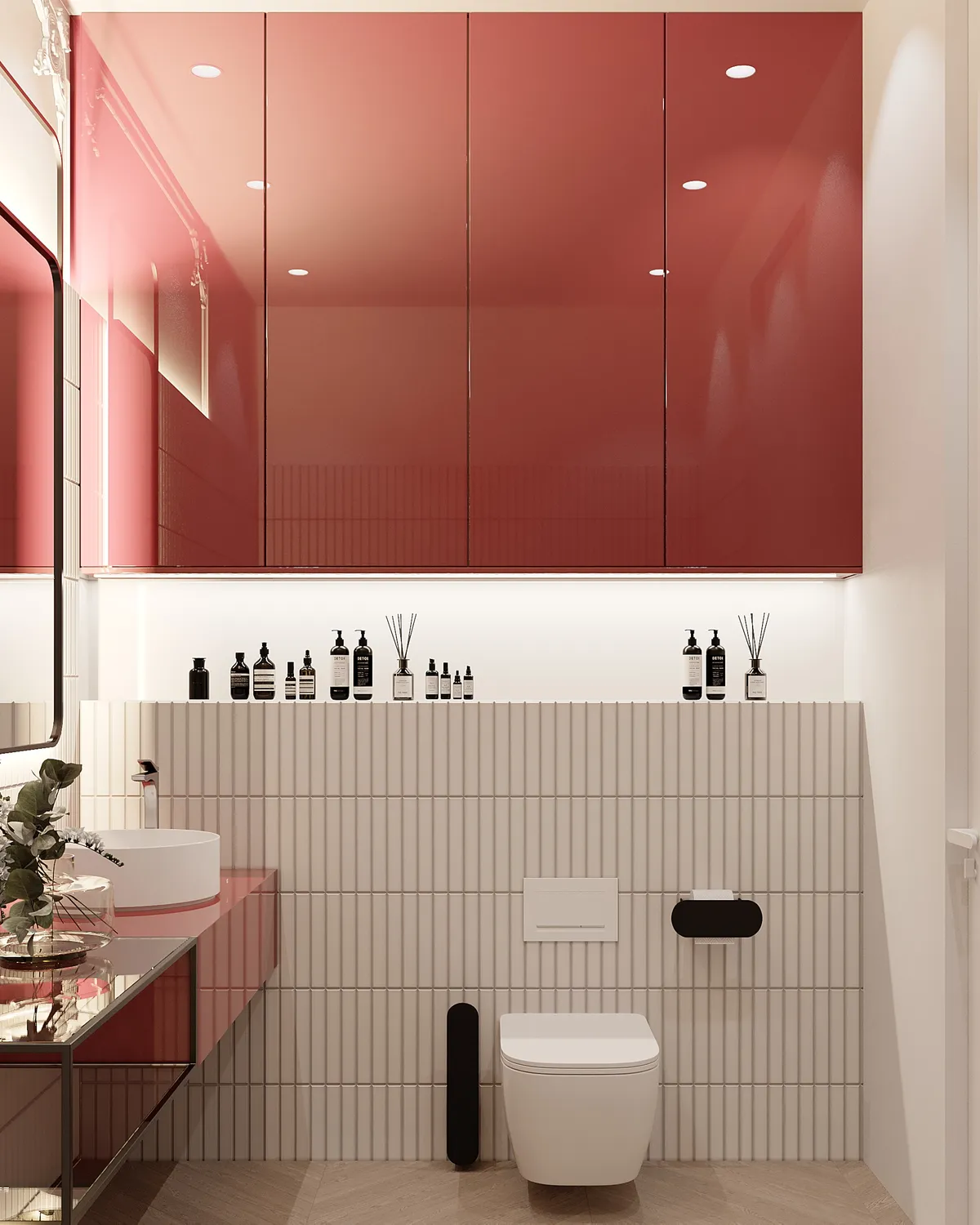 Guest bathroom in the Ivory Muse interior, 3D visualisation