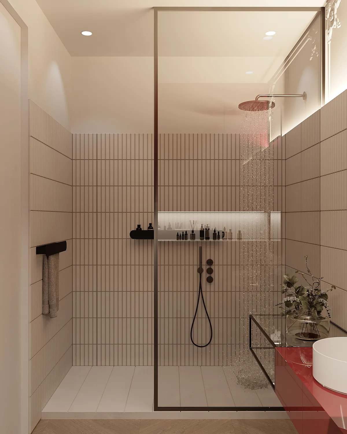 Guest bathroom in the Ivory Muse interior, 3D visualisation