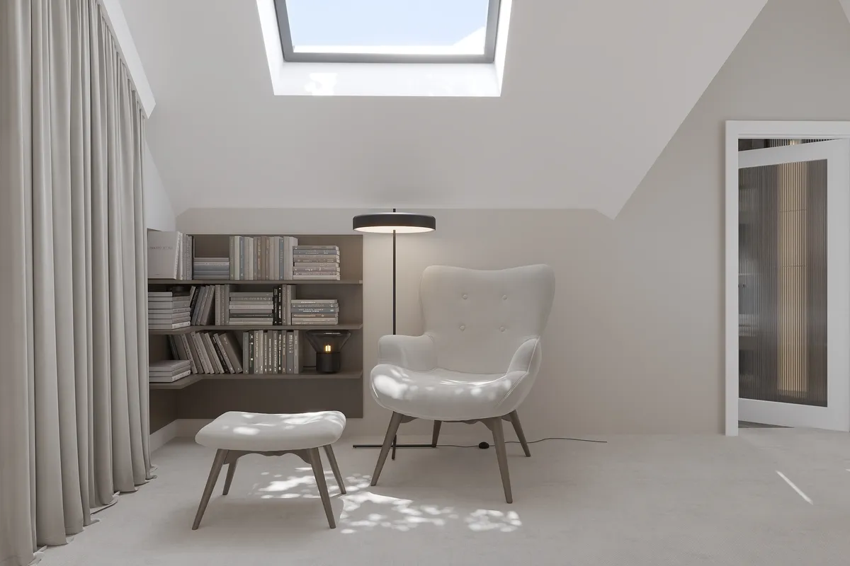 Master bedroom in the Ivory Reverie interior, 3D visualisation