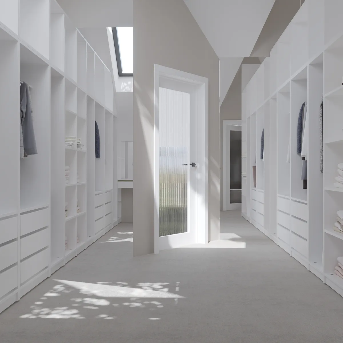 Master wardrobe in the Ivory Reverie interior, 3D visualisation