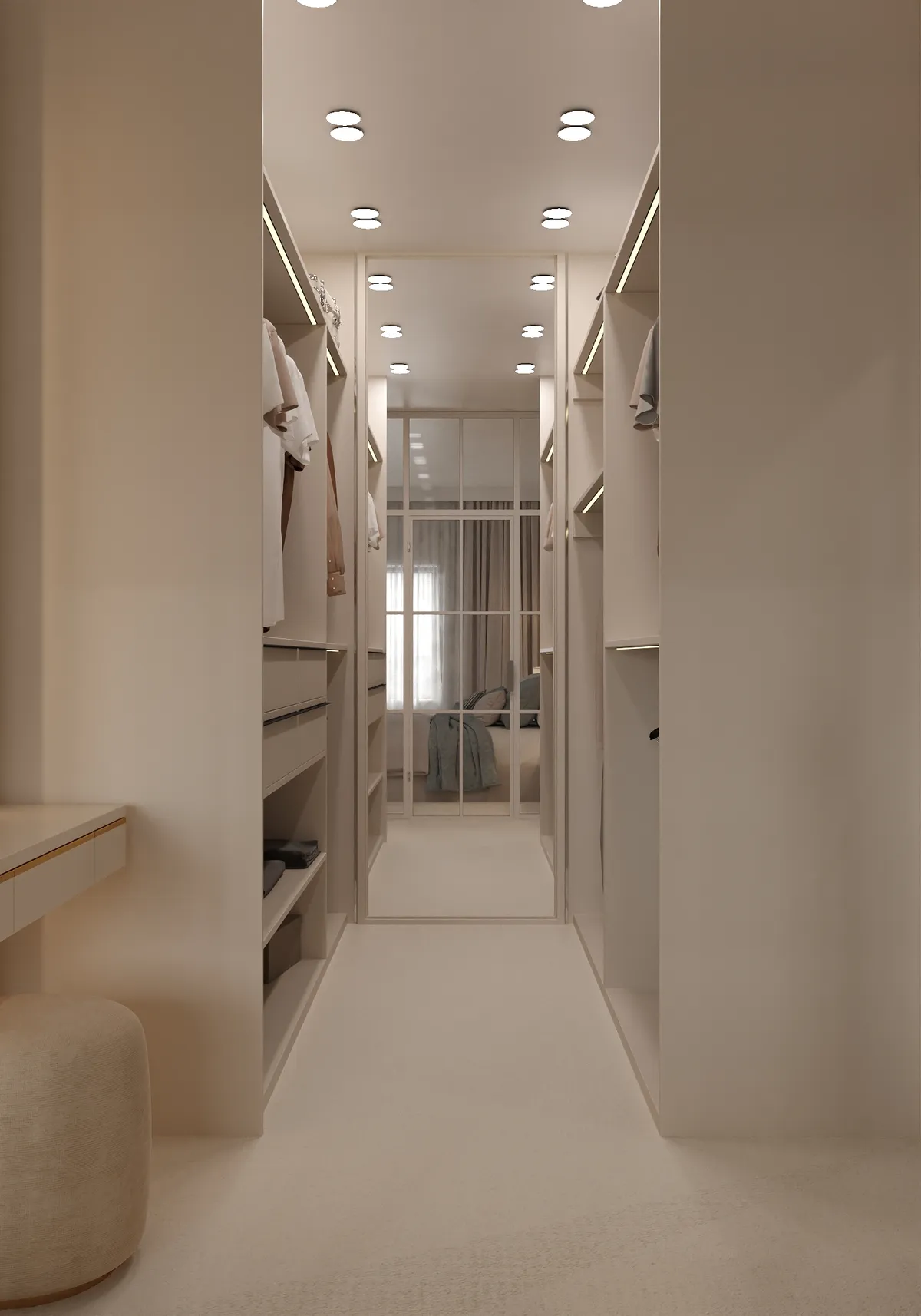 Ground floor bedroom in the Ivory Reverie interior, 3D visualisation