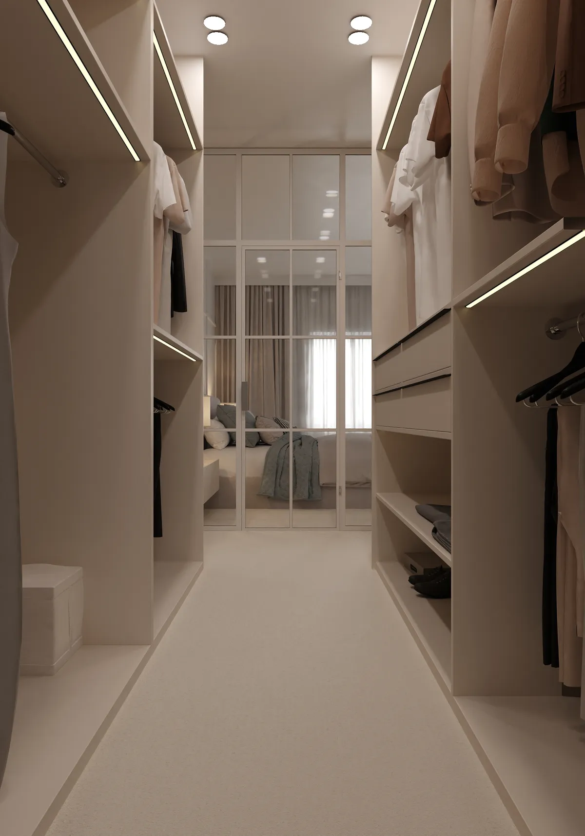 Ground floor bedroom in the Ivory Reverie interior, 3D visualisation