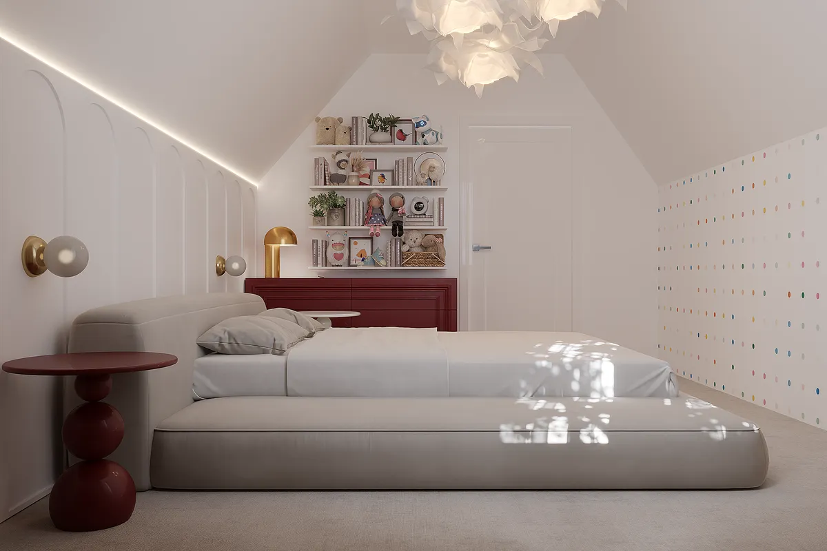 Children's room in the Ivory Reverie interior, 3D visualisation