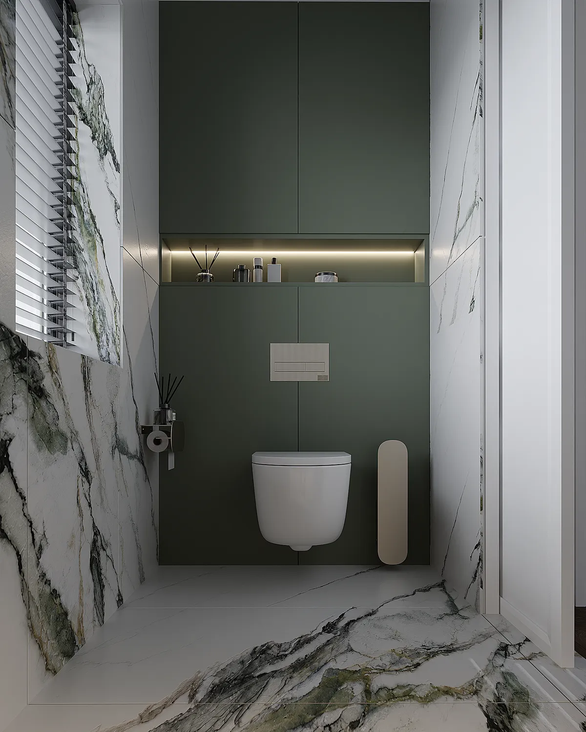Guest toilet in the Ivory Reverie interior, 3D visualisation