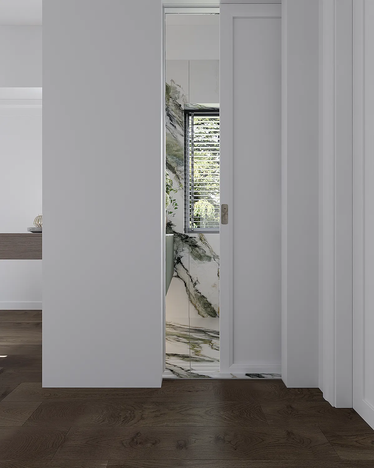 Guest toilet in the Ivory Reverie interior, 3D visualisation