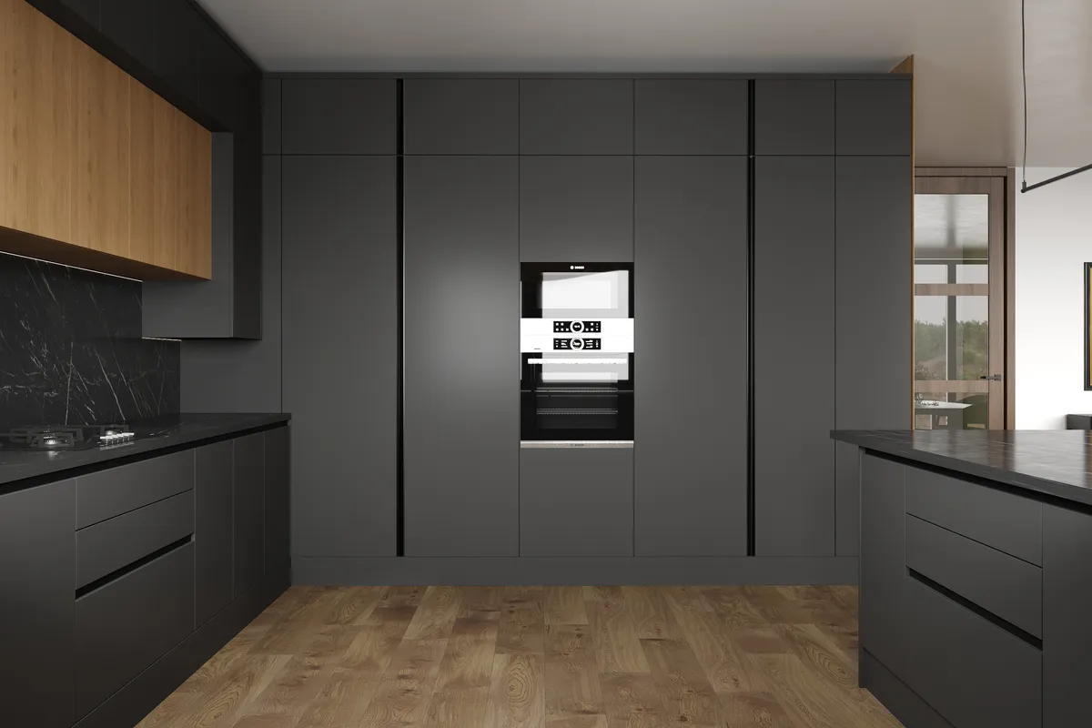 Kitchen in the Midcentury Muse interior, 3D visualisation