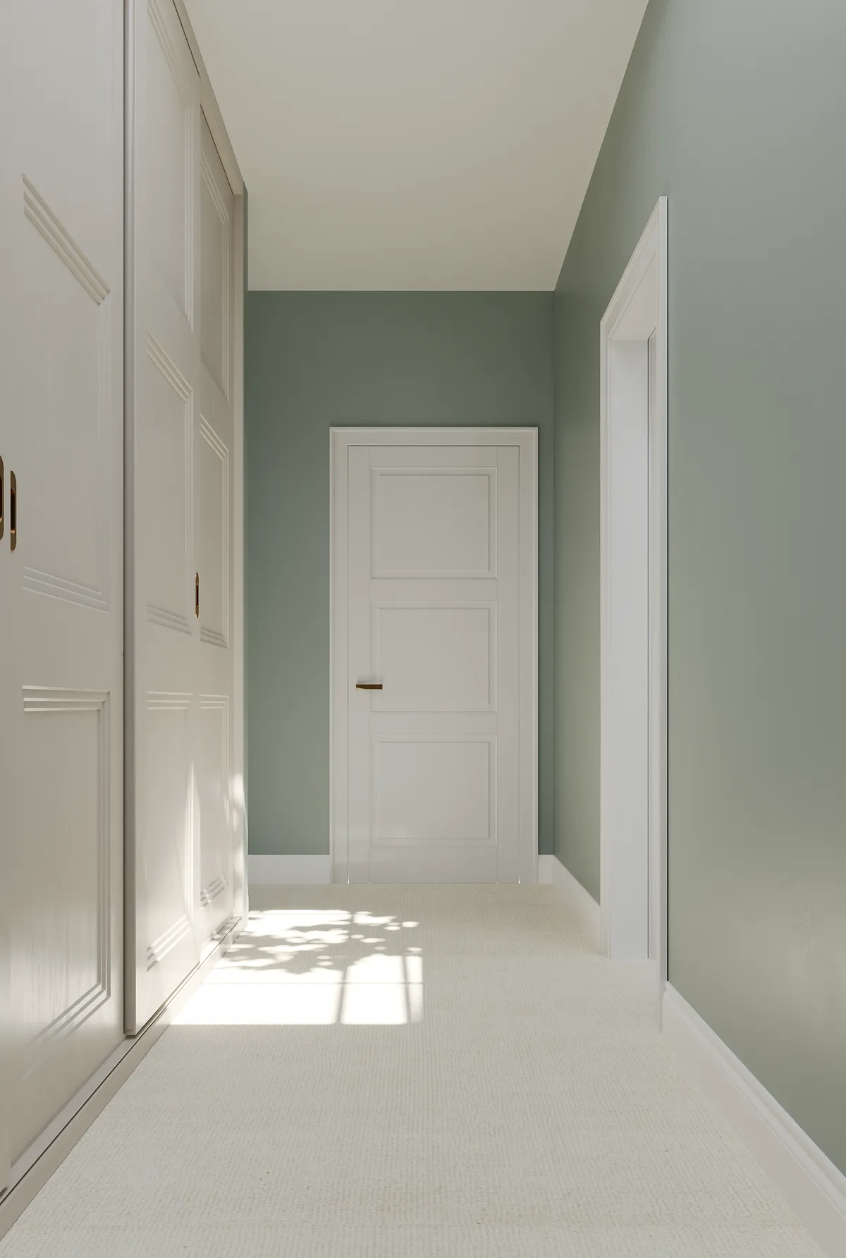 Walk-in wardrobe in the Midcentury Muse interior, 3D visualisation
