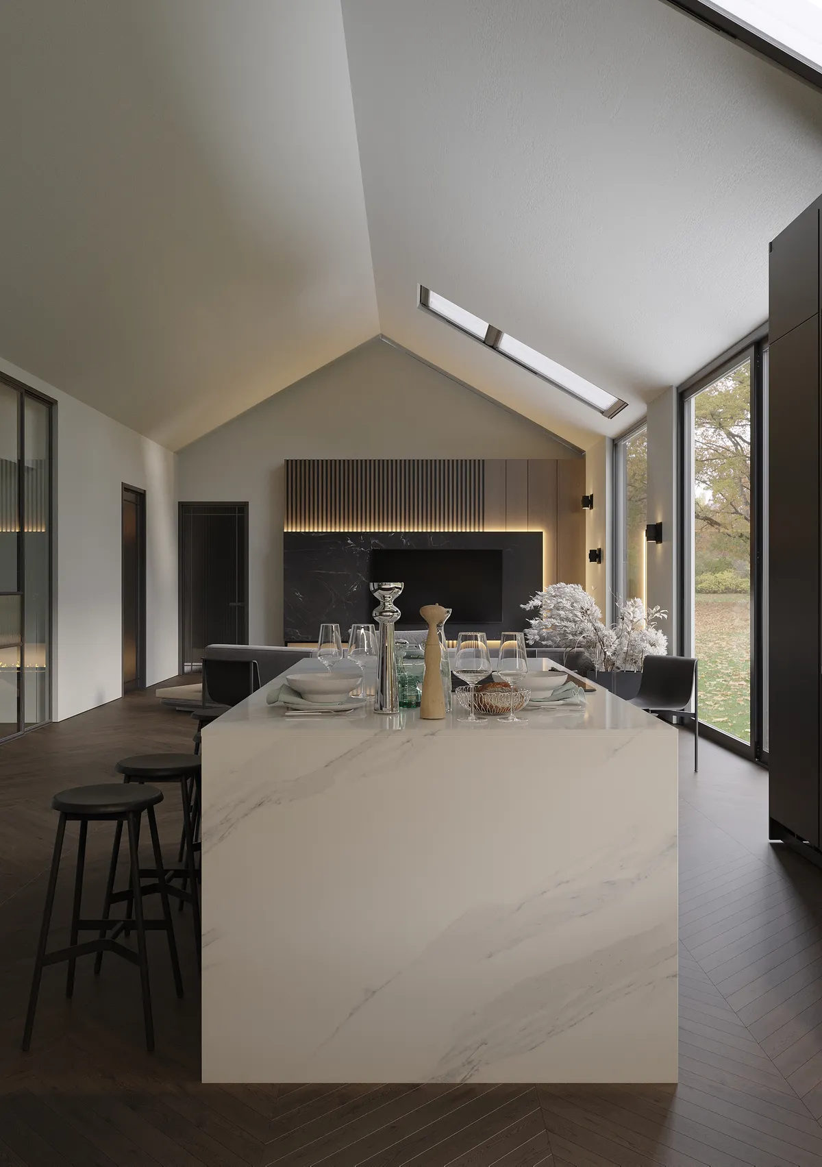 Quiet Geometry interior, 3D visualisation
