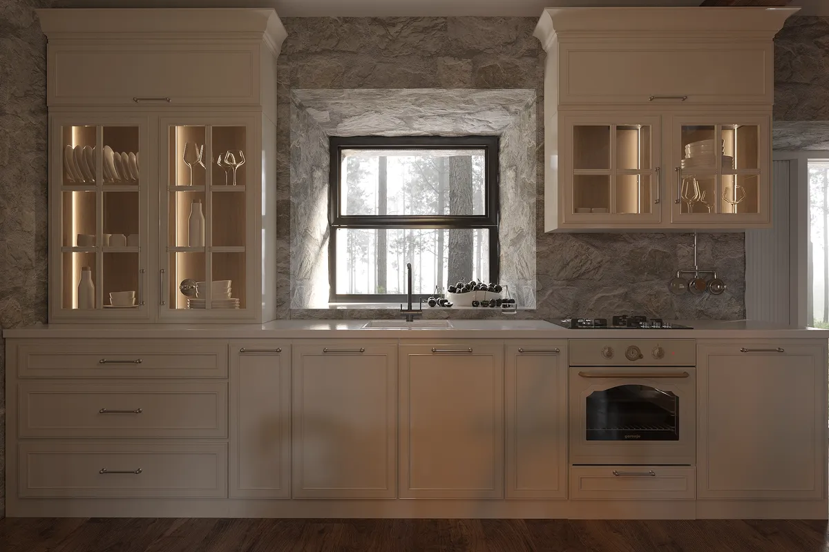 Stone & Linen interior, 3D visualisation