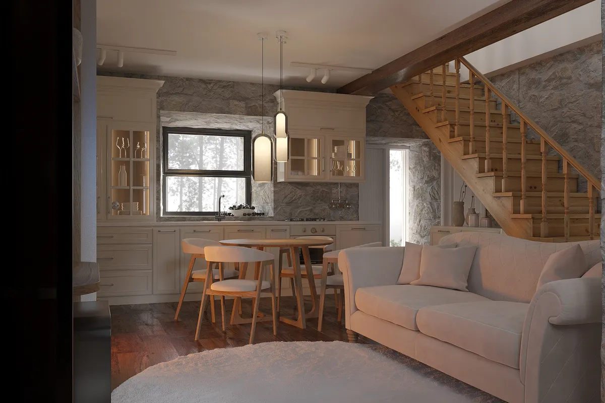 Stone & Linen interior, 3D visualisation
