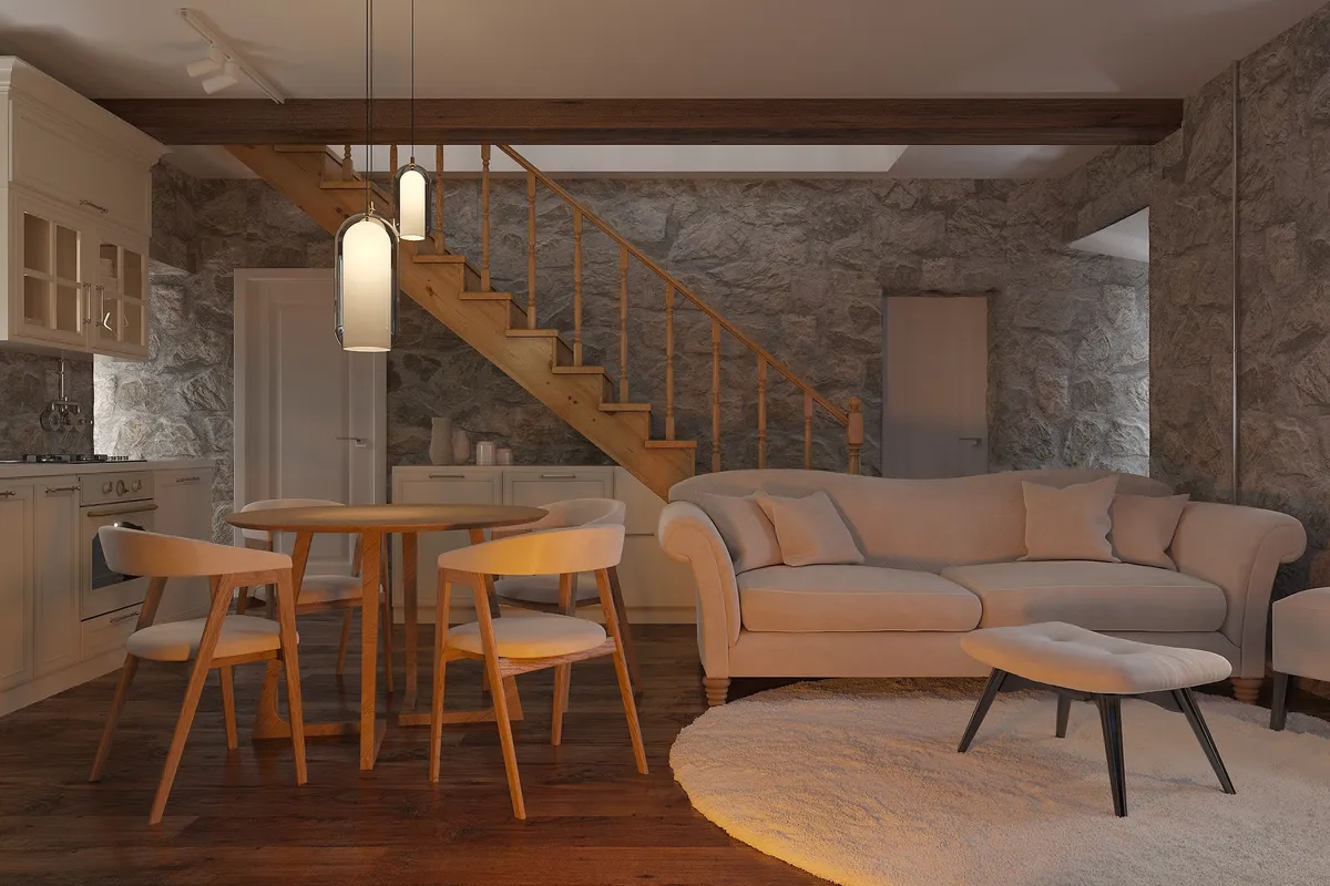 Stone & Linen interior, 3D visualisation