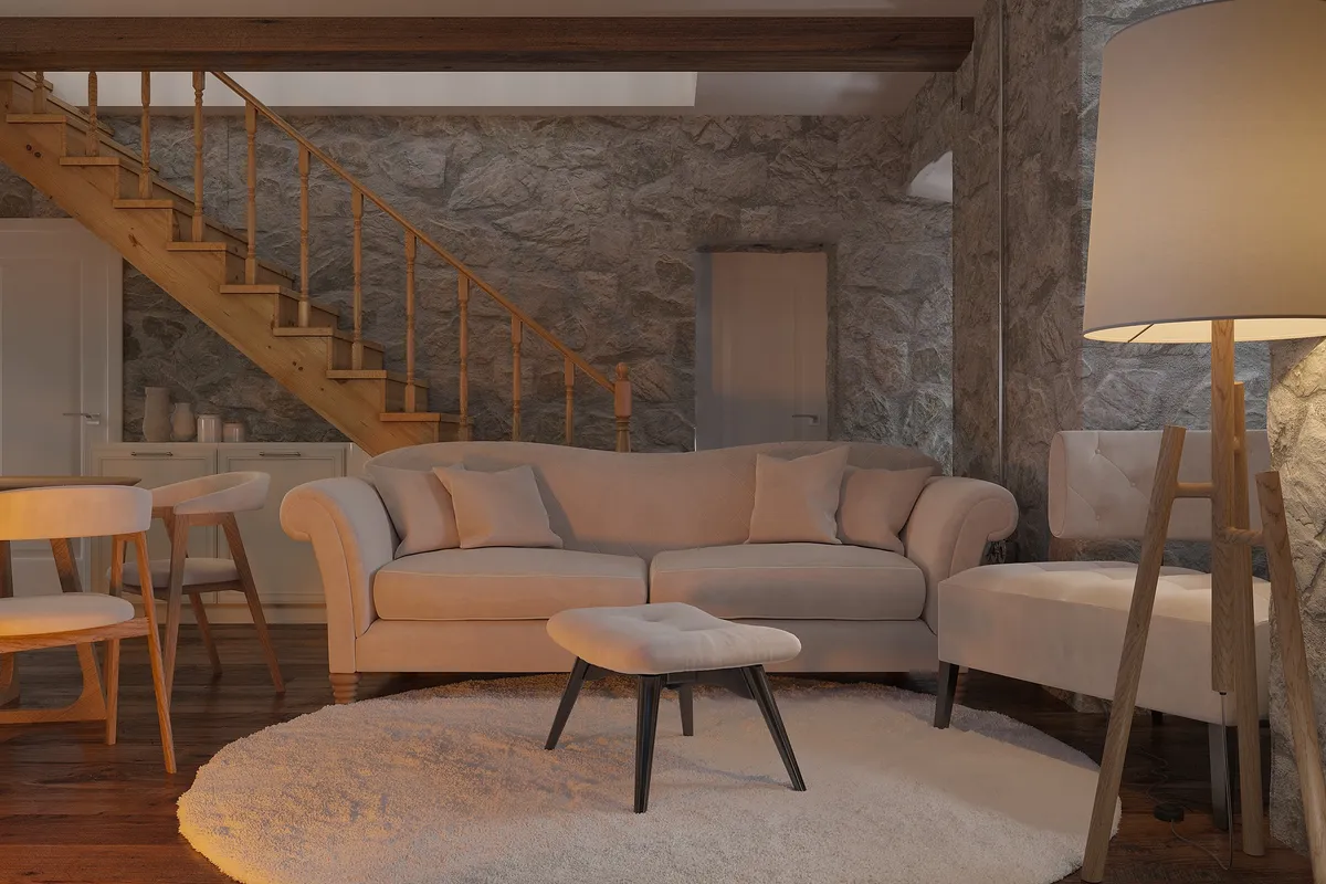 Stone & Linen interior, 3D visualisation