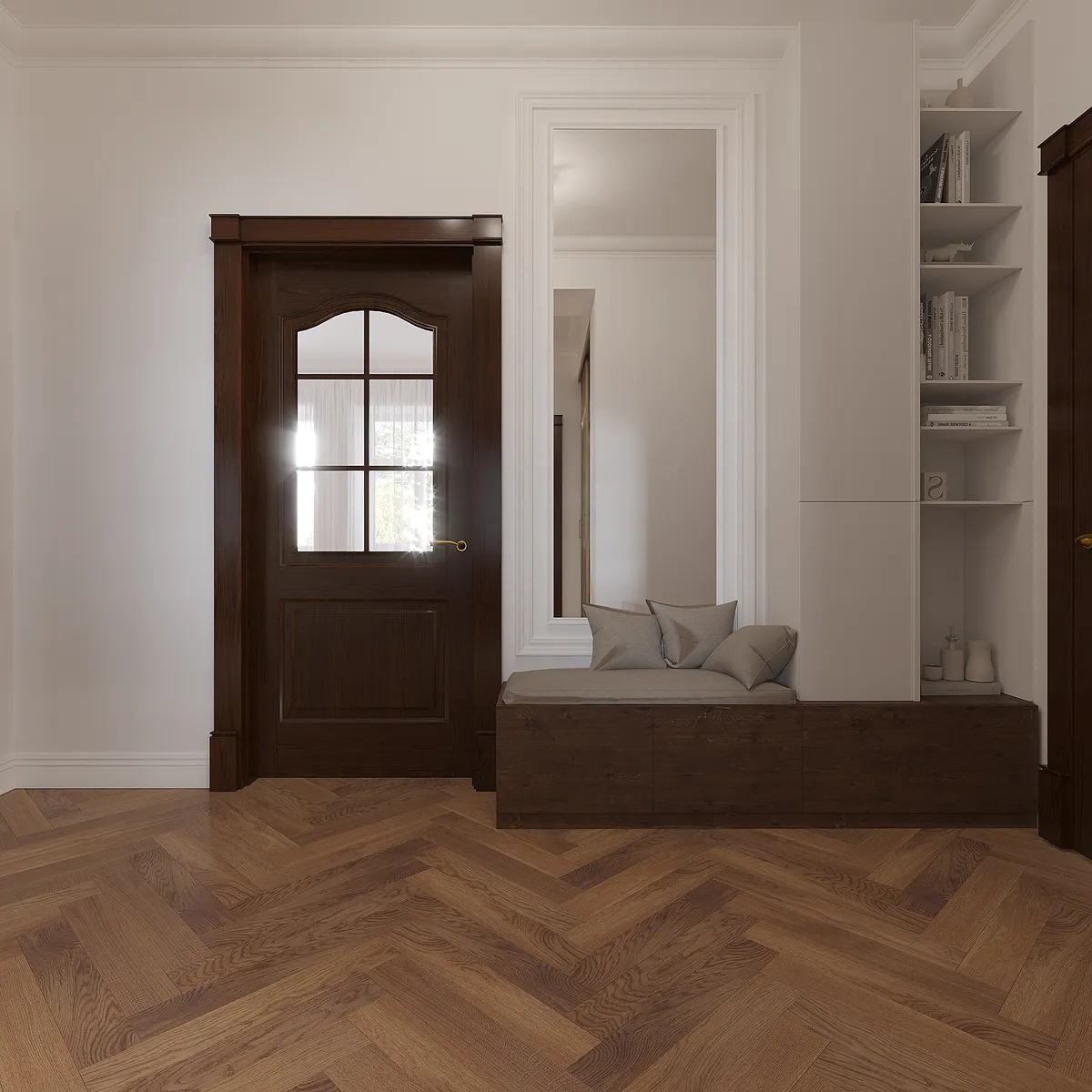 Hall in the Sunlit Stories interior, 3D visualisation