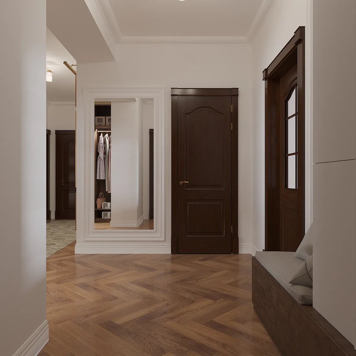 Hall in the Sunlit Stories interior, 3D visualisation