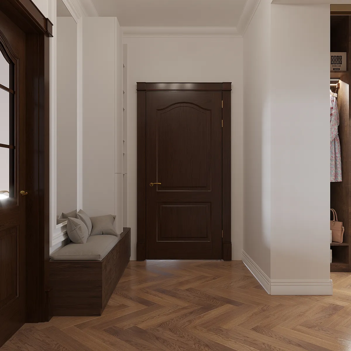 Hall in the Sunlit Stories interior, 3D visualisation