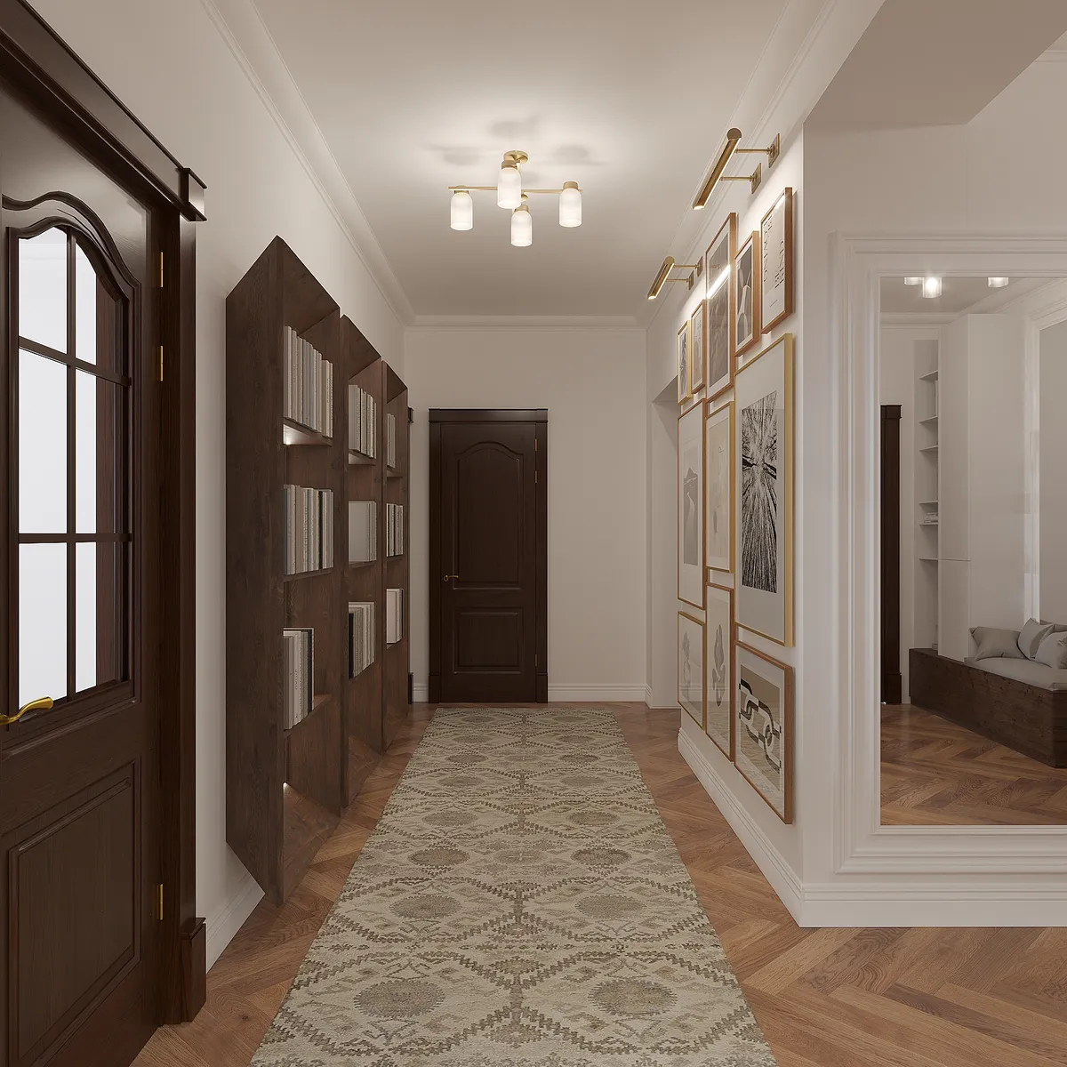 Hall in the Sunlit Stories interior, 3D visualisation