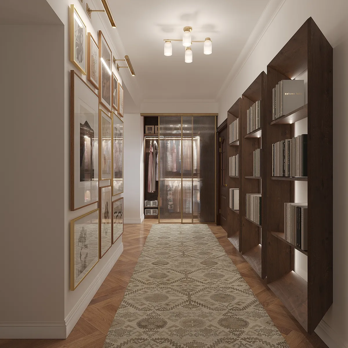Hall in the Sunlit Stories interior, 3D visualisation