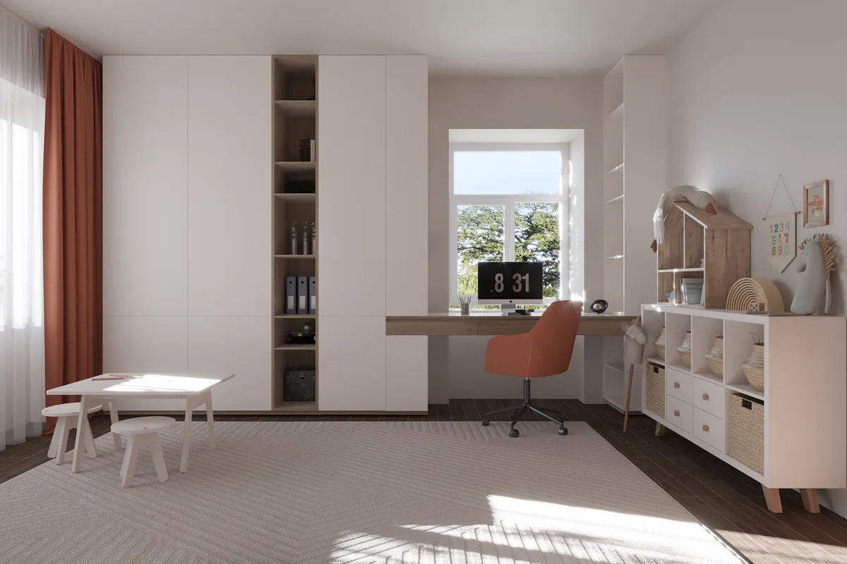 Children's room in the Sunlit Stories interior, 3D visualisation
