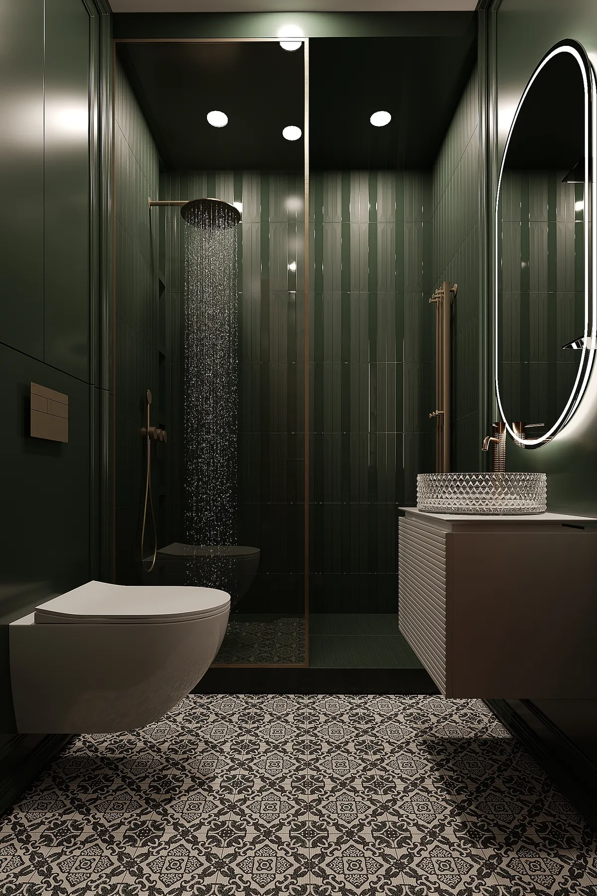 Guest bathroom in the Sunlit Stories interior, 3D visualisation