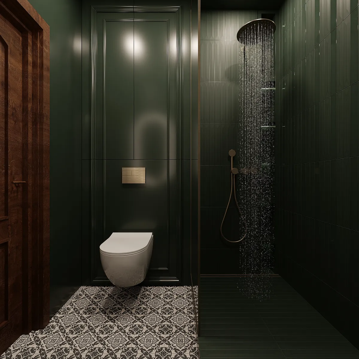 Guest bathroom in the Sunlit Stories interior, 3D visualisation