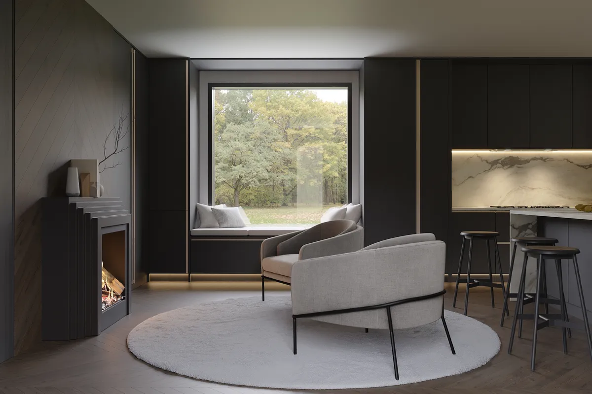 The Quiet Clearing interior, 3D visualisation