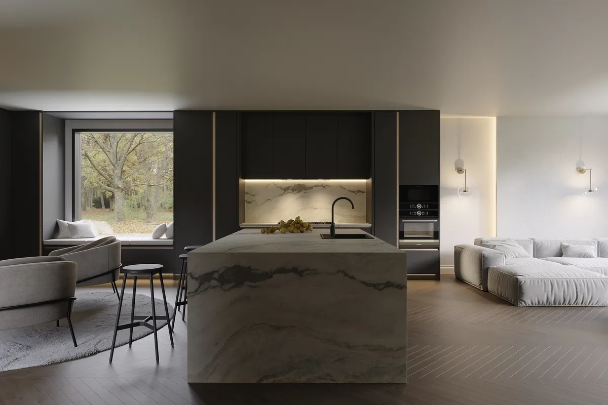 The Quiet Clearing interior, 3D visualisation