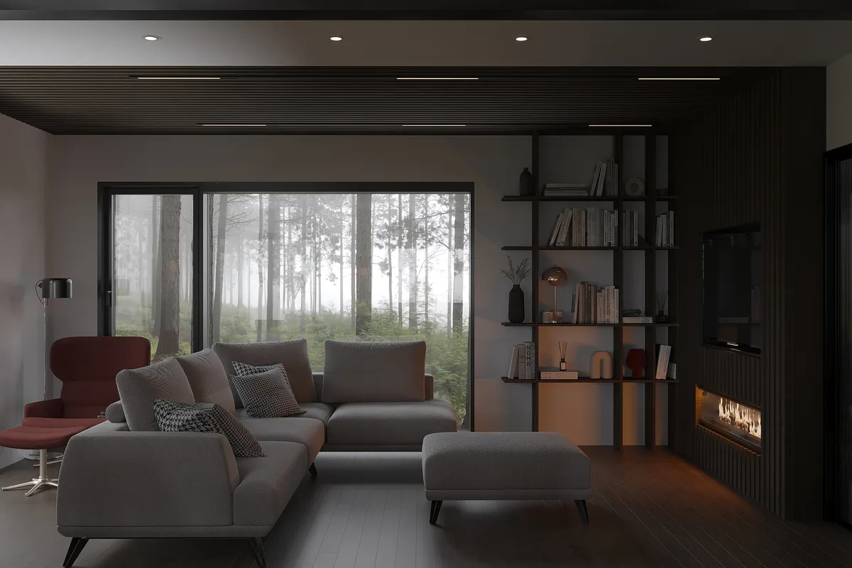 The Woodland Retreat interior, 3D visualisation