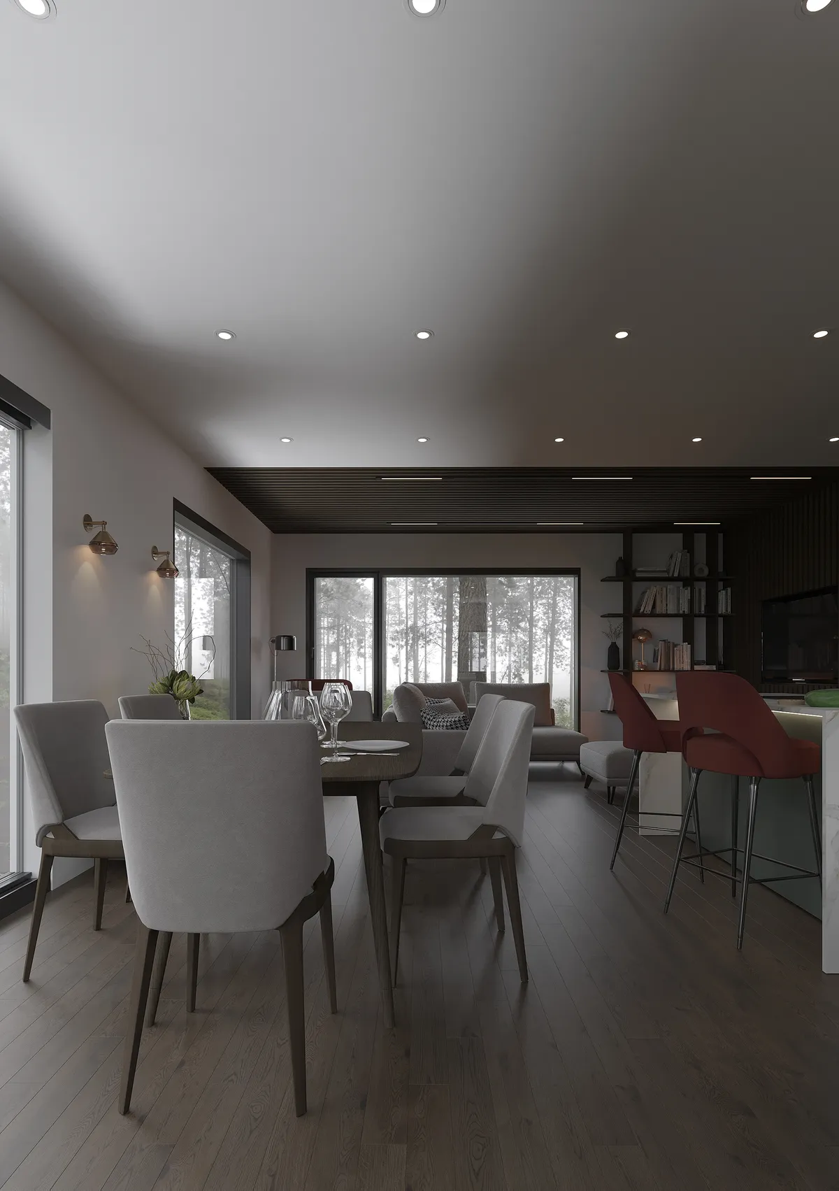 The Woodland Retreat interior, 3D visualisation