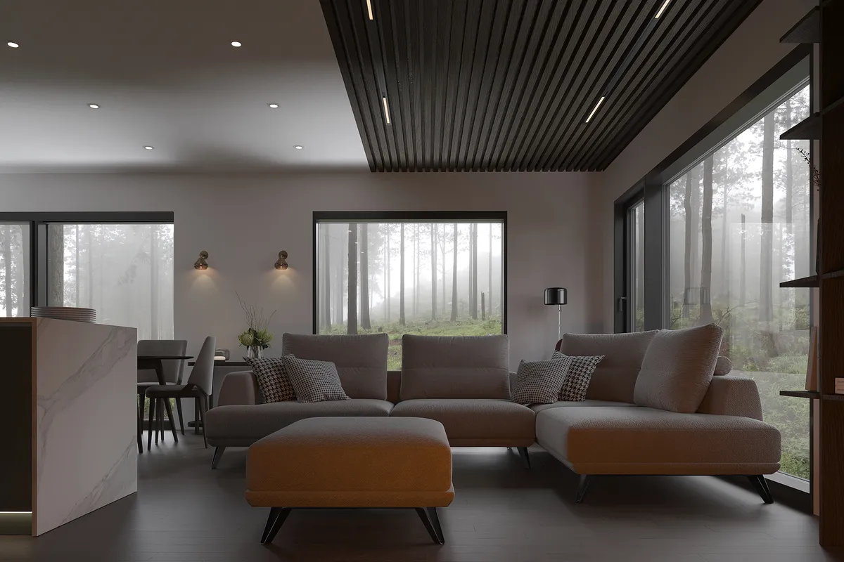 The Woodland Retreat interior, 3D visualisation