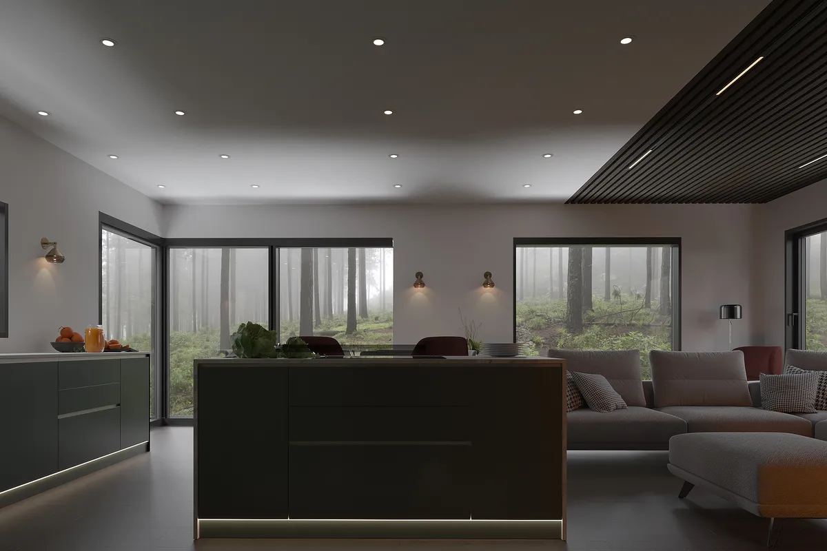 The Woodland Retreat interior, 3D visualisation