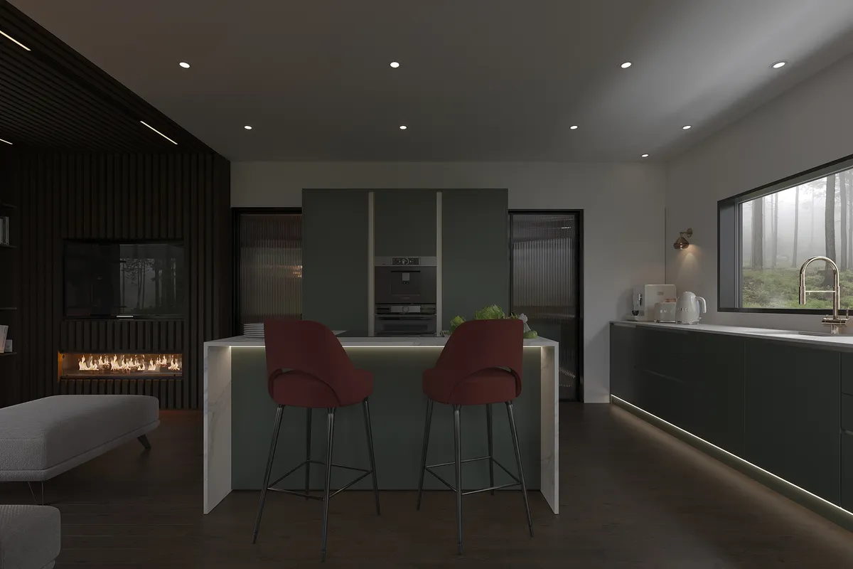 The Woodland Retreat interior, 3D visualisation