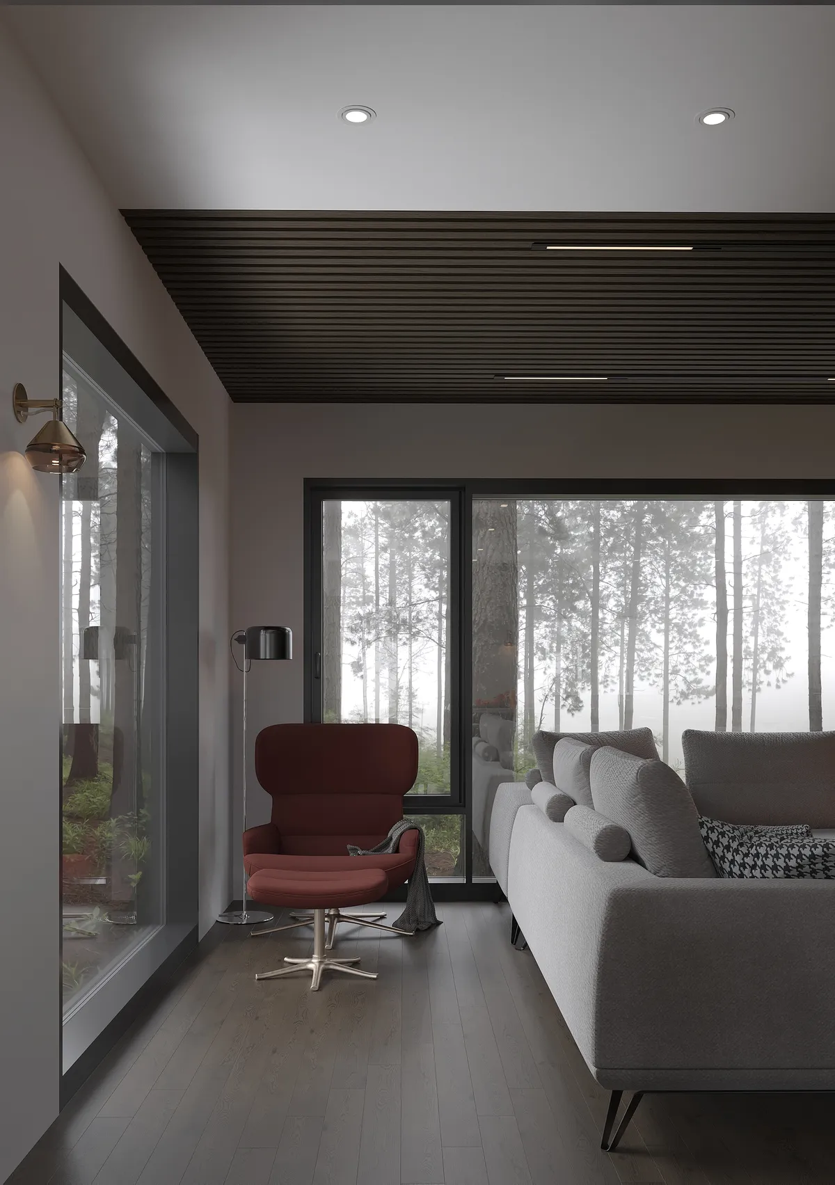 The Woodland Retreat interior, 3D visualisation